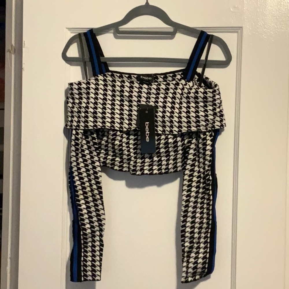 Bebe Laura Houndstooth OTS Top